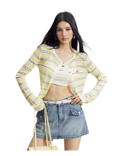 Striped Ice Silk Cardigan