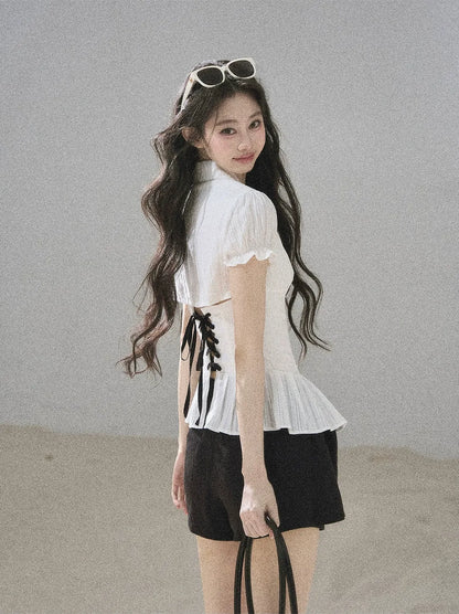 Textured Puff Sleeve Blouse
