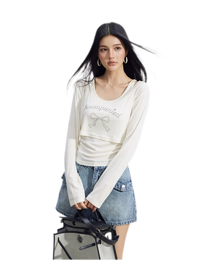 Bow Rhinestone T-Shirt Set