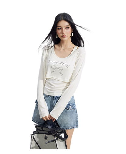 Bow Rhinestone T-Shirt Set
