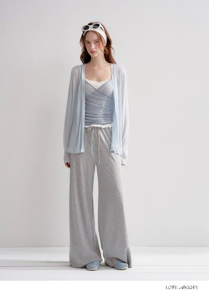 Lyocell Elastic Waist Straight Pants