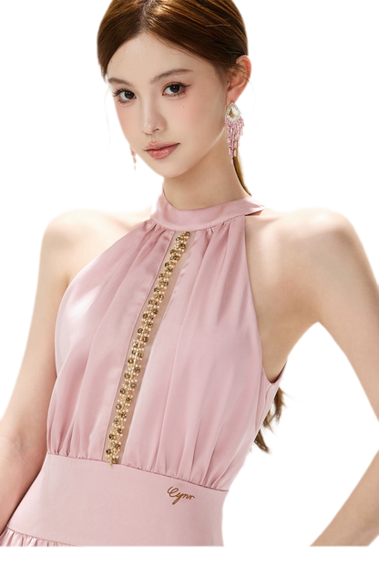 Rhinestone Halter Maxi Dress