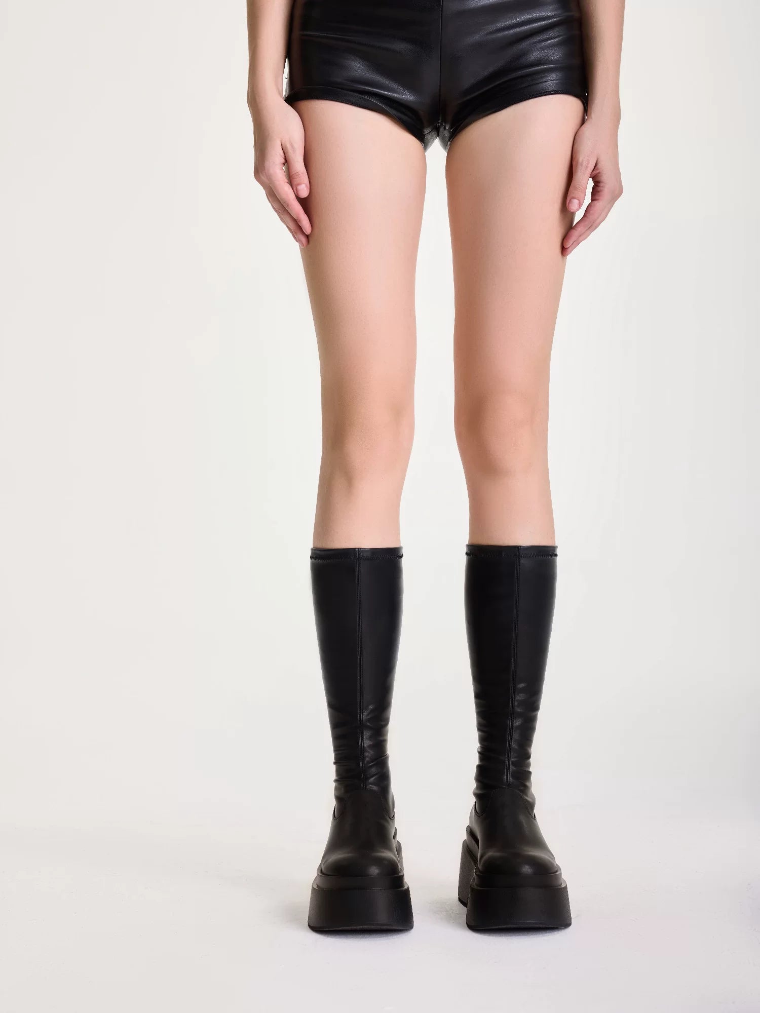 Stretch Platform Knee-High Boots