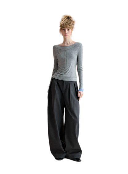 Contrast Cuff Layered Long-Sleeve T-Shirt