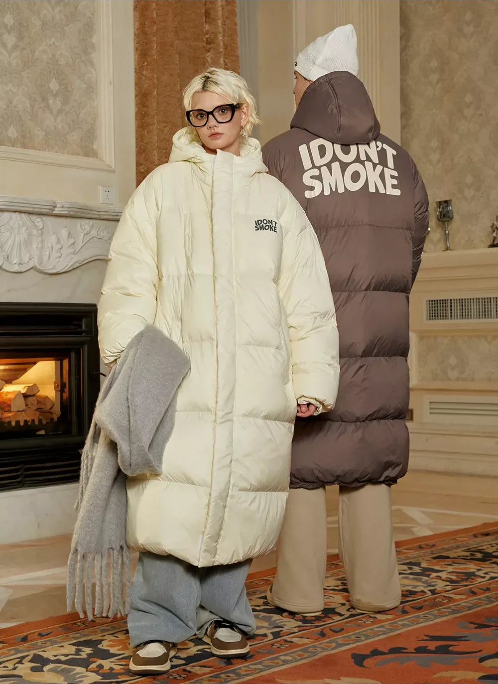 Long Hooded Duck Down Jacket