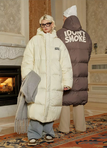 Long Hooded Duck Down Jacket