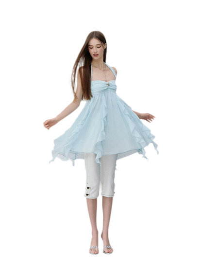 Starfish Ruffle Halter Dress