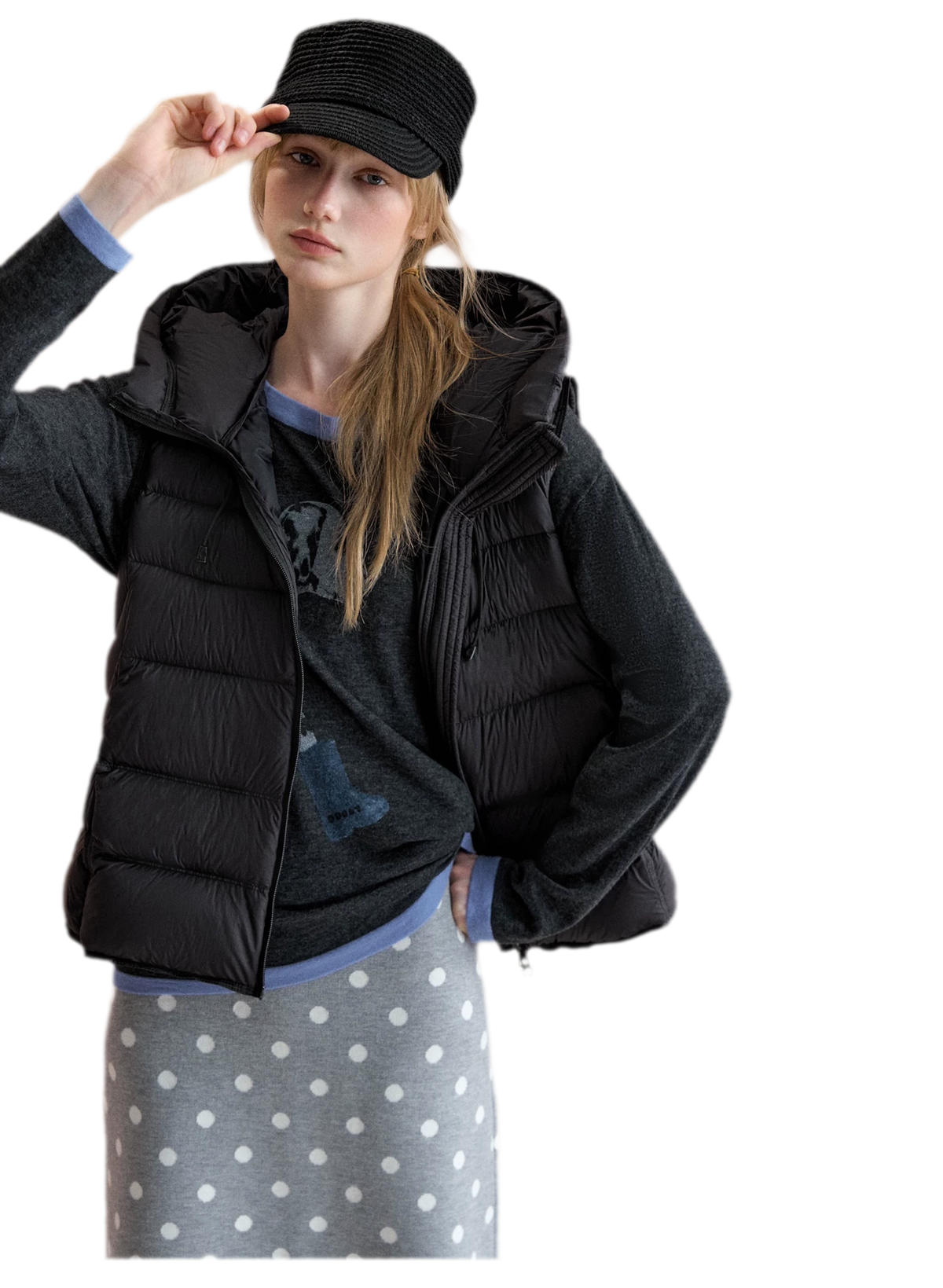 Cropped Hooded Duck-Down Vest