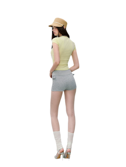 Tencel-Cotton Letter Print Slim T-Shirt