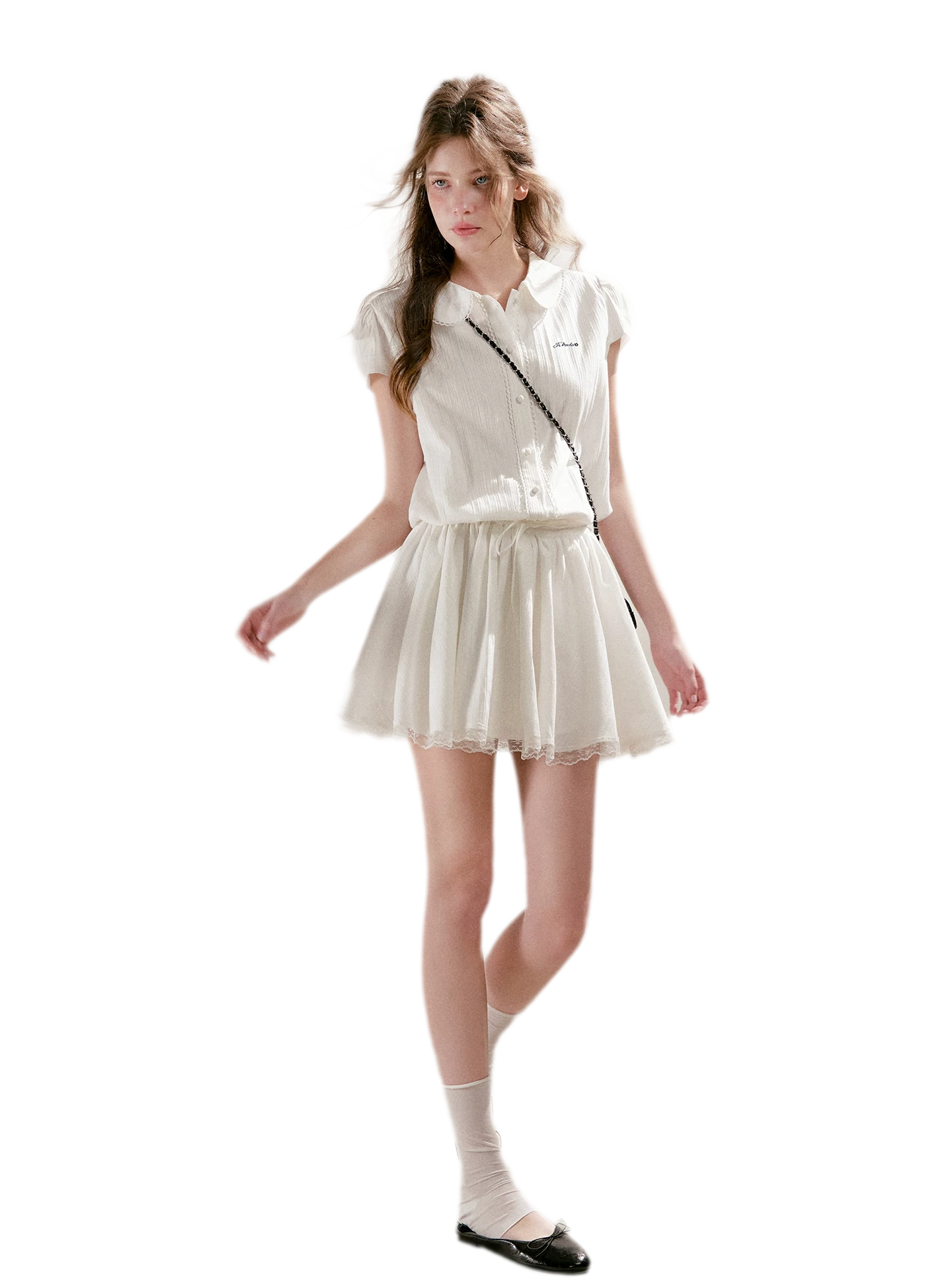 Lace Trim Shirt Dress