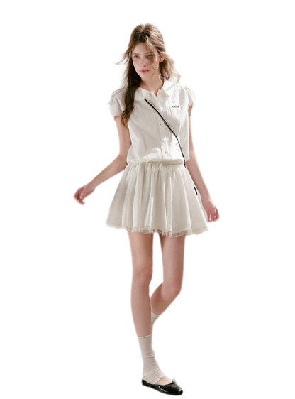 Lace Trim Shirt Dress
