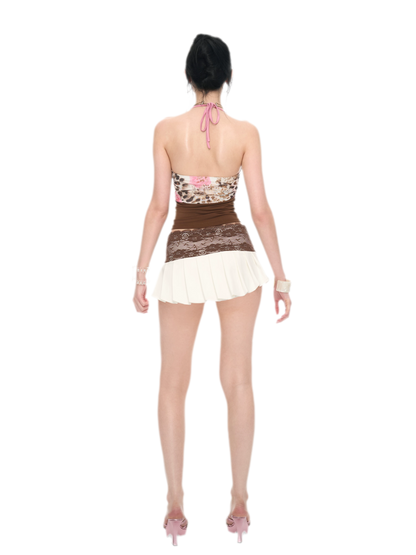 Leopard Print Mesh Halter Top