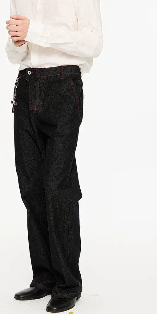 Washed Bootcut Raw-Denim Jeans