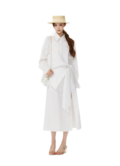 Striped Bow Tie Skirt Set