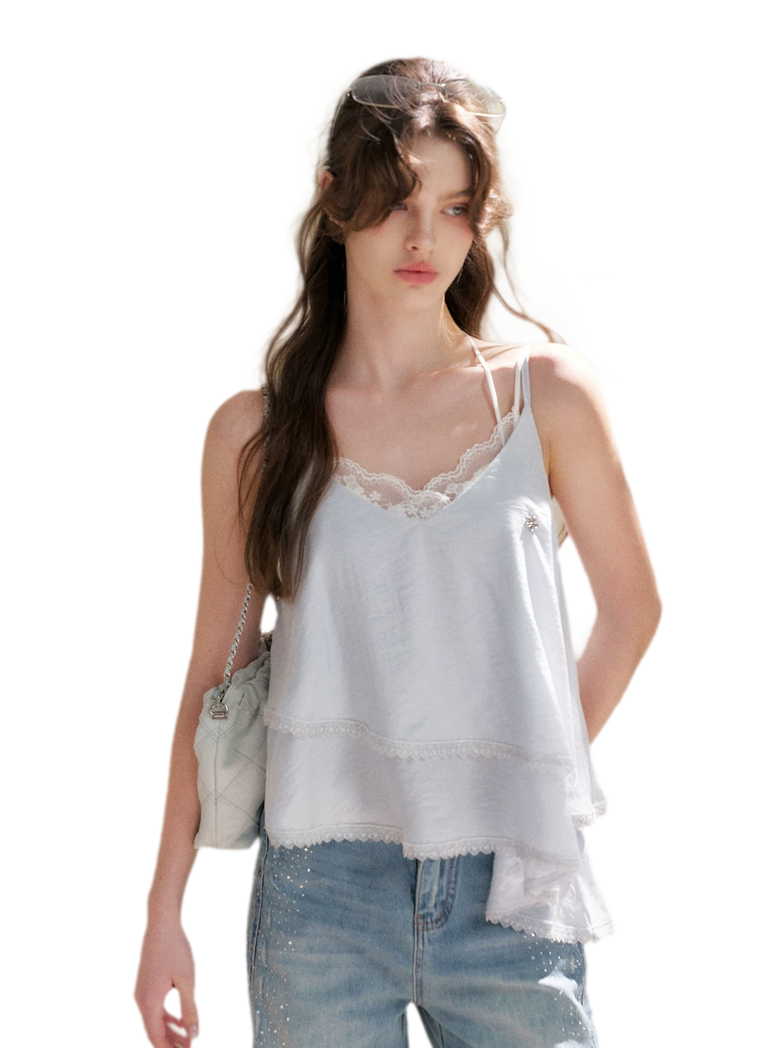 Asymmetrical Lace V-Neck Camisole