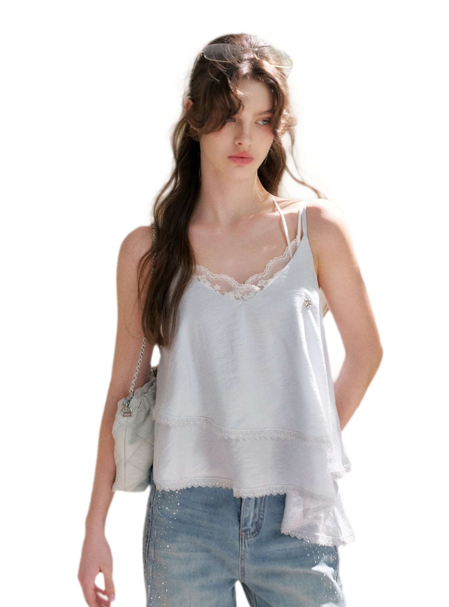 Asymmetrical Lace V-Neck Camisole