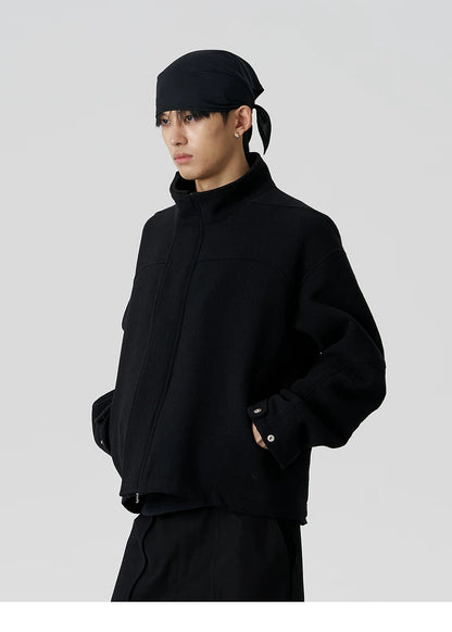 Wool Blend Stand-Collar Jacket