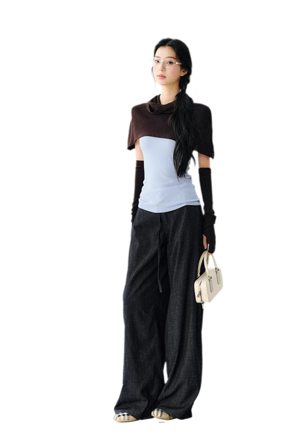 Detachable Knit Cape Set