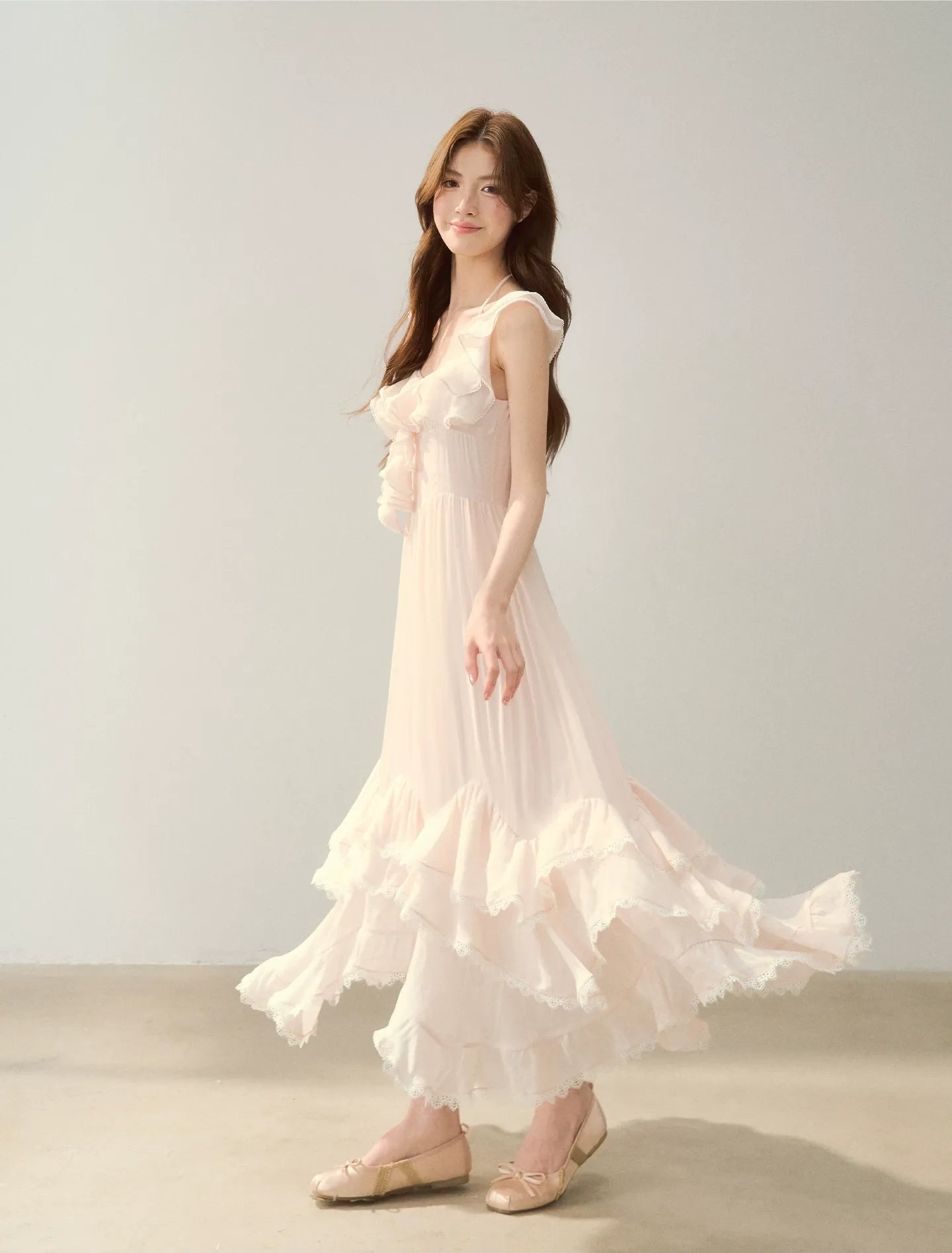 Soft Drape Ruffle Dress