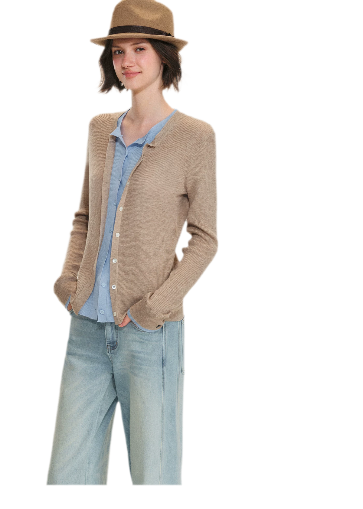 Fine Knit Contrast Cardigan