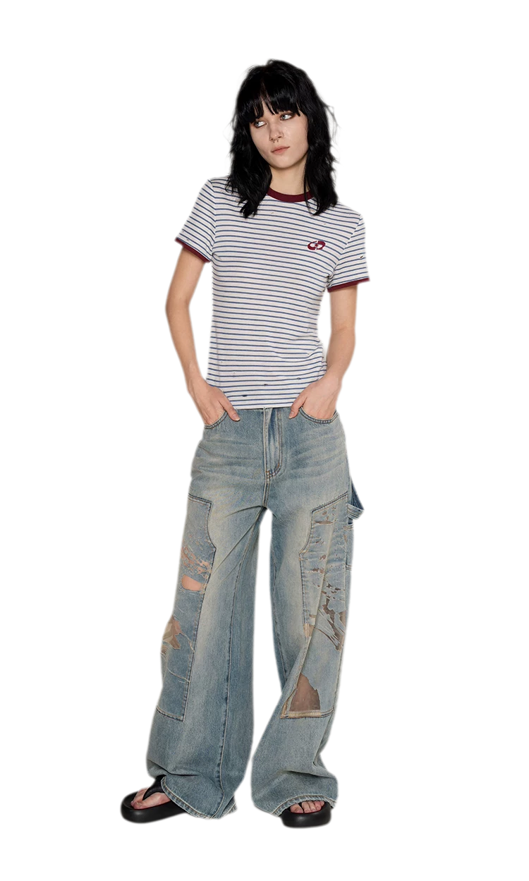 Lyocell Contrast Ribbed T-Shirt