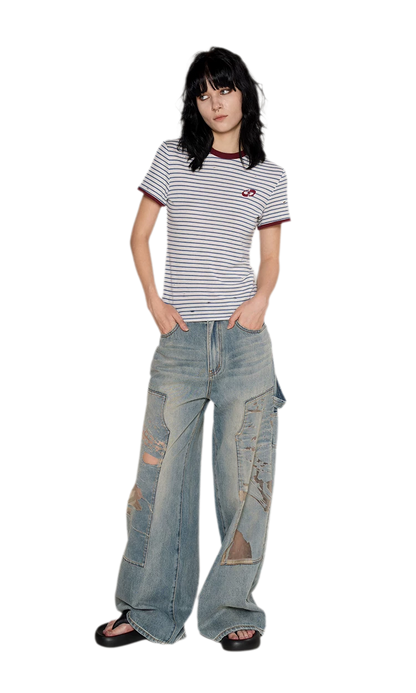 Lyocell Contrast Ribbed T-Shirt