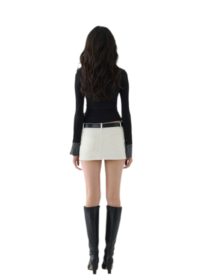 Striped Contrast Collar Shirt Top