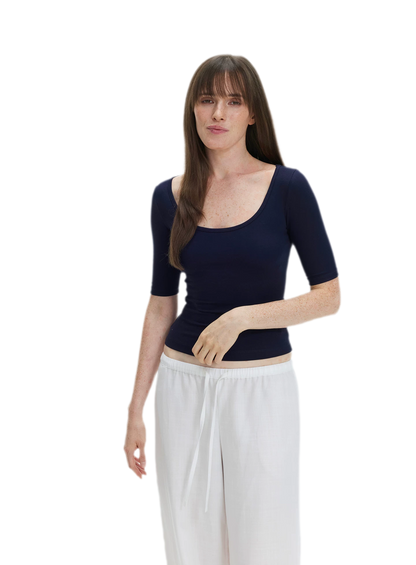 Soft U-Neck Slim-Fit T-Shirt