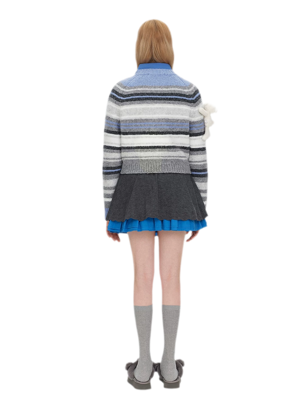 Color-Block Striped Fuzzy Sweater