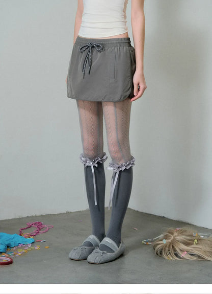 Nylon A-Line Mini Skirt