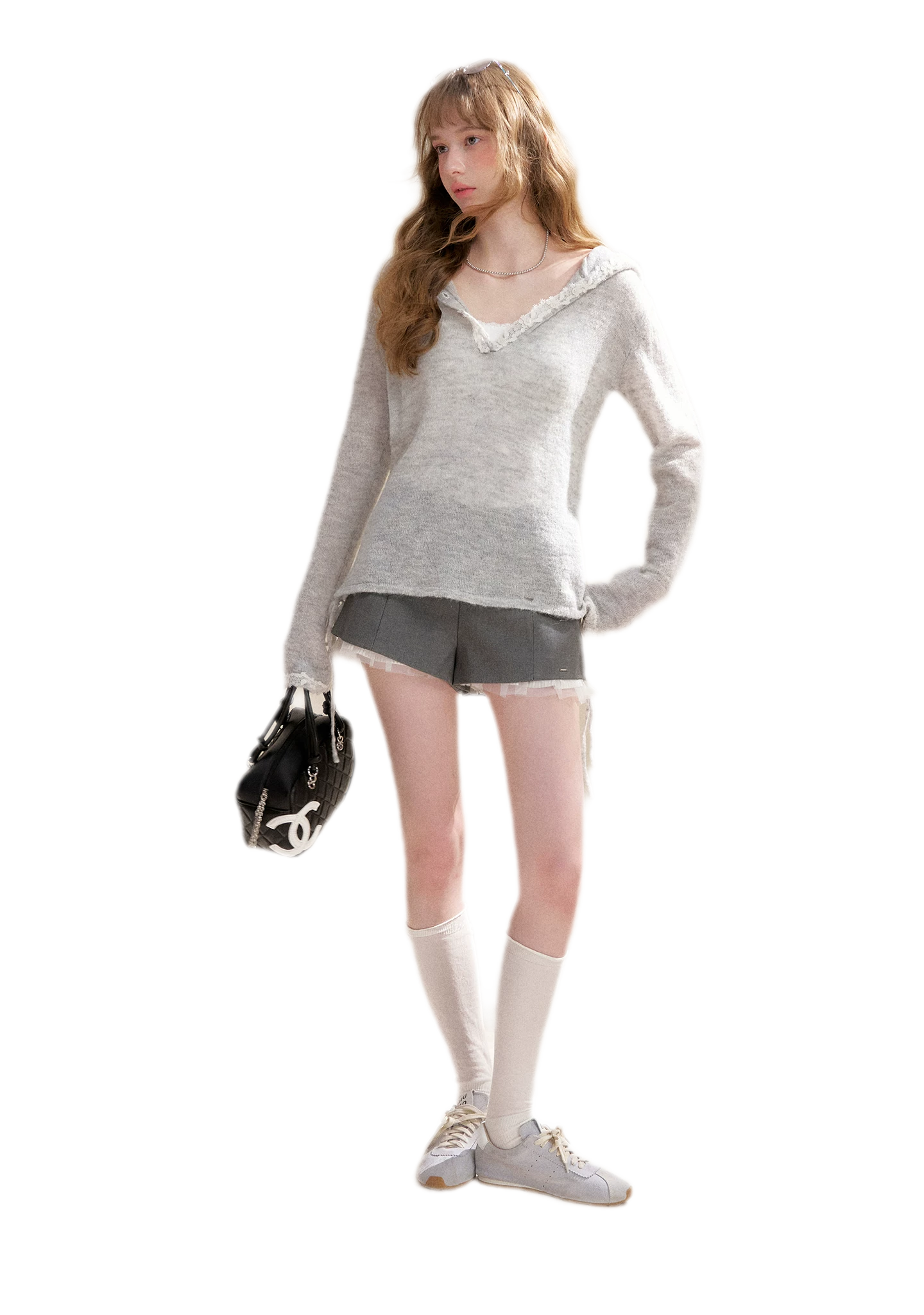 Lace Hood Knit Hoodie