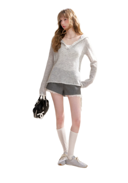 Lace Hood Knit Hoodie