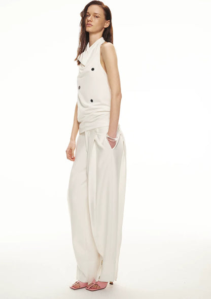 Minimalist Draped Neck Hand-Sewn Lens Halter Top