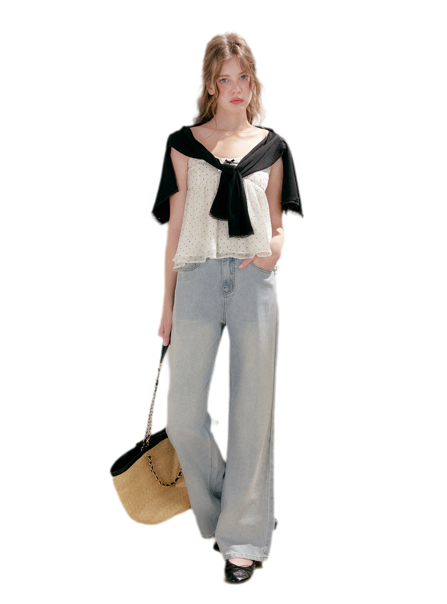 Washed Wide-Leg Jeans