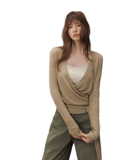 Wrap Tie Knit Top