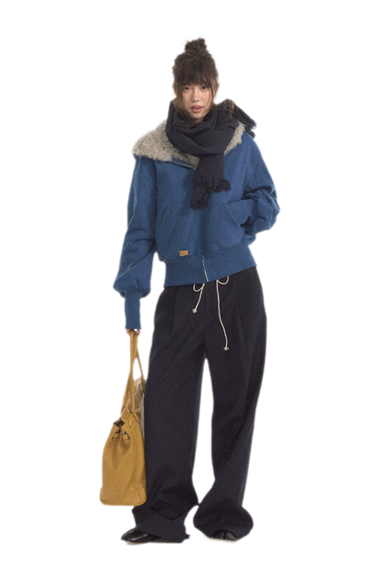 Fuzzy Hooded Cropped Puffer Jacket