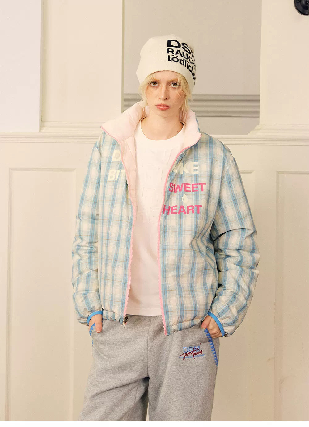 Reversible Plaid Lightweight Down Jacket
