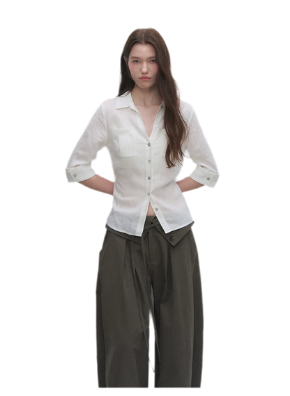 Tencel Linen Cinched Shirt