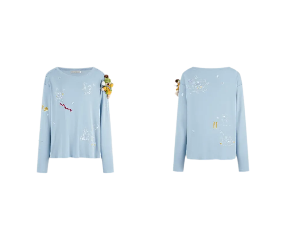 Graphic Off-Shoulder Long-Sleeve T-Shirt