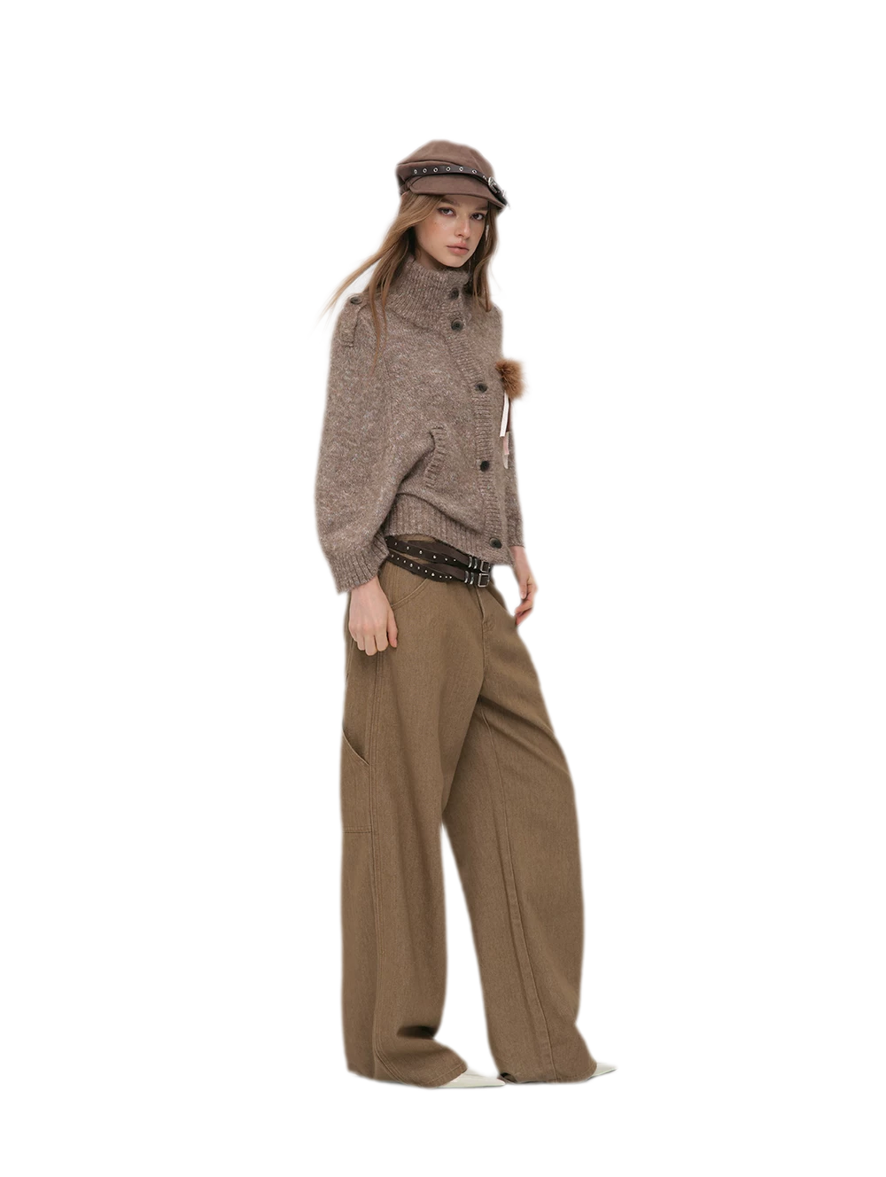 Textured Stand Collar Cardigan