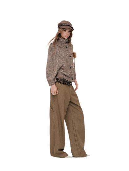 Textured Stand Collar Cardigan