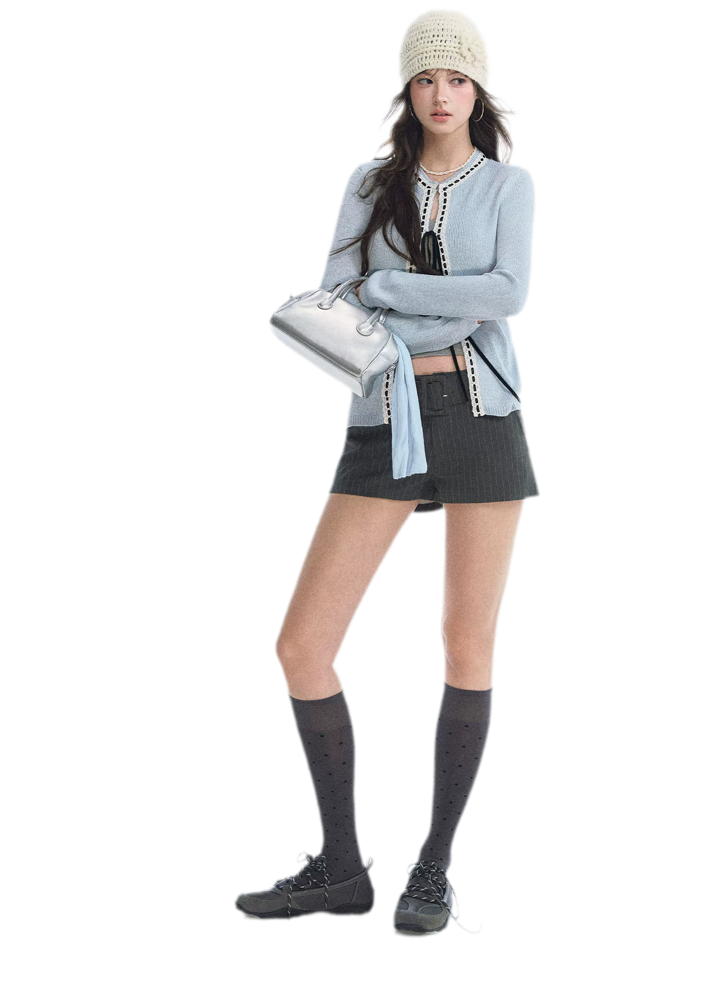 Fine Knit Contrast Trim Cardigan