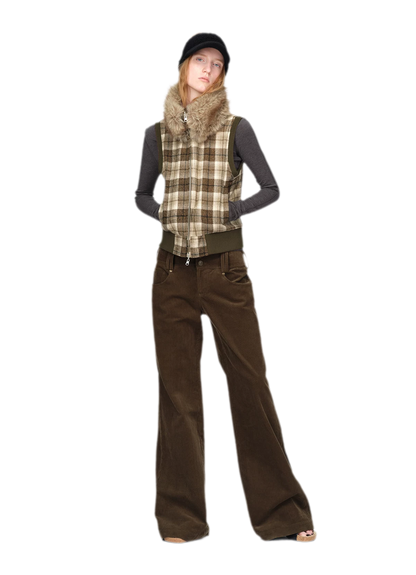 Washed Corduroy Wide-Leg Trousers