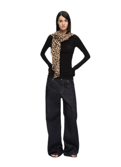 Modal Ruched Fitted Long-Sleeve T-Shirt