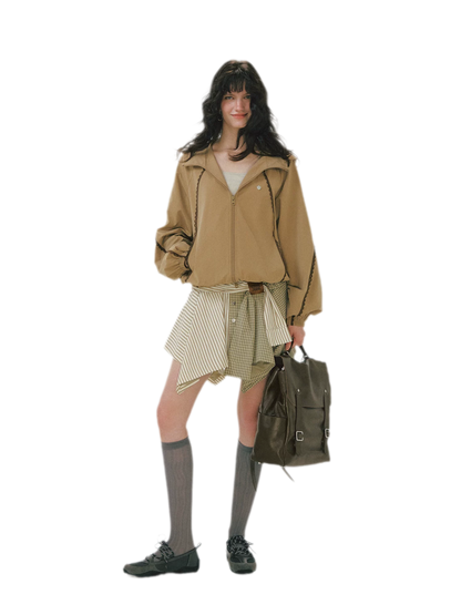 Lace Panel Hooded Jacket