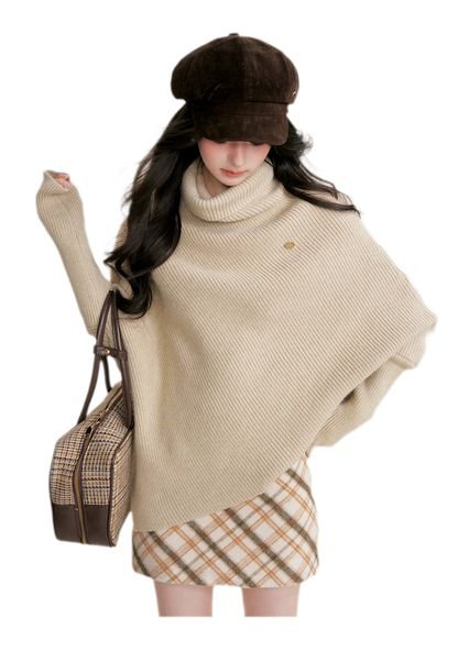 High Neck Poncho Sweater