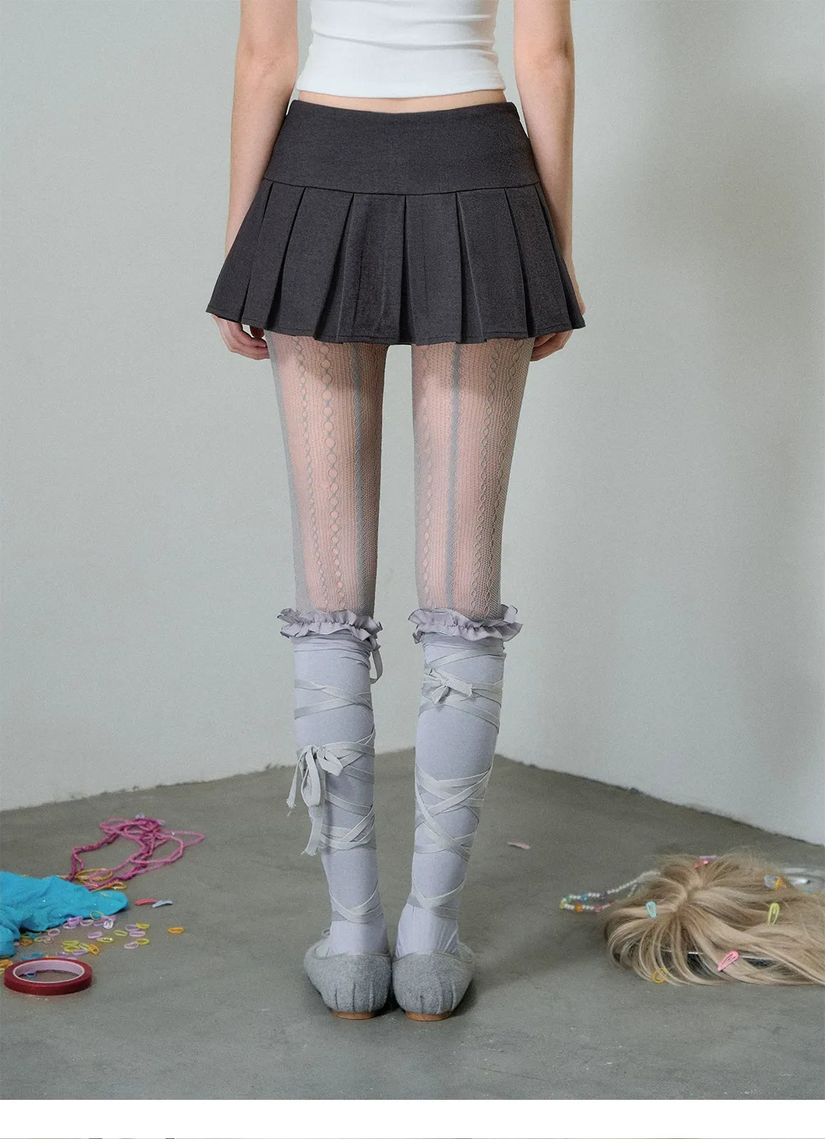 Pleated A-Line Mini Skirt
