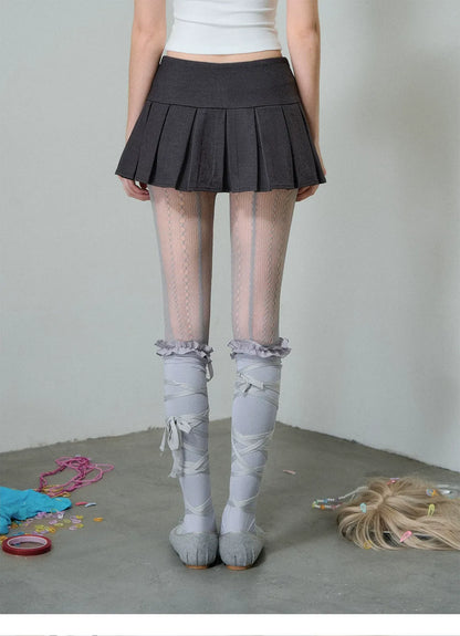 Pleated A-Line Mini Skirt