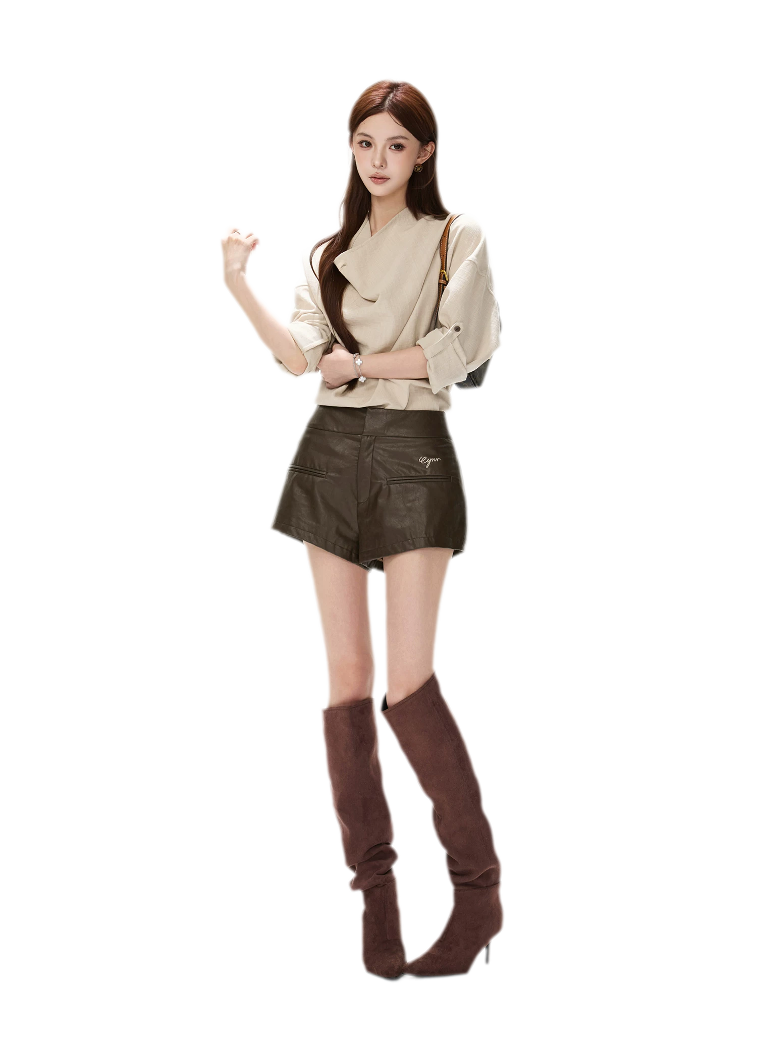 Matte PU High-Waisted Shorts