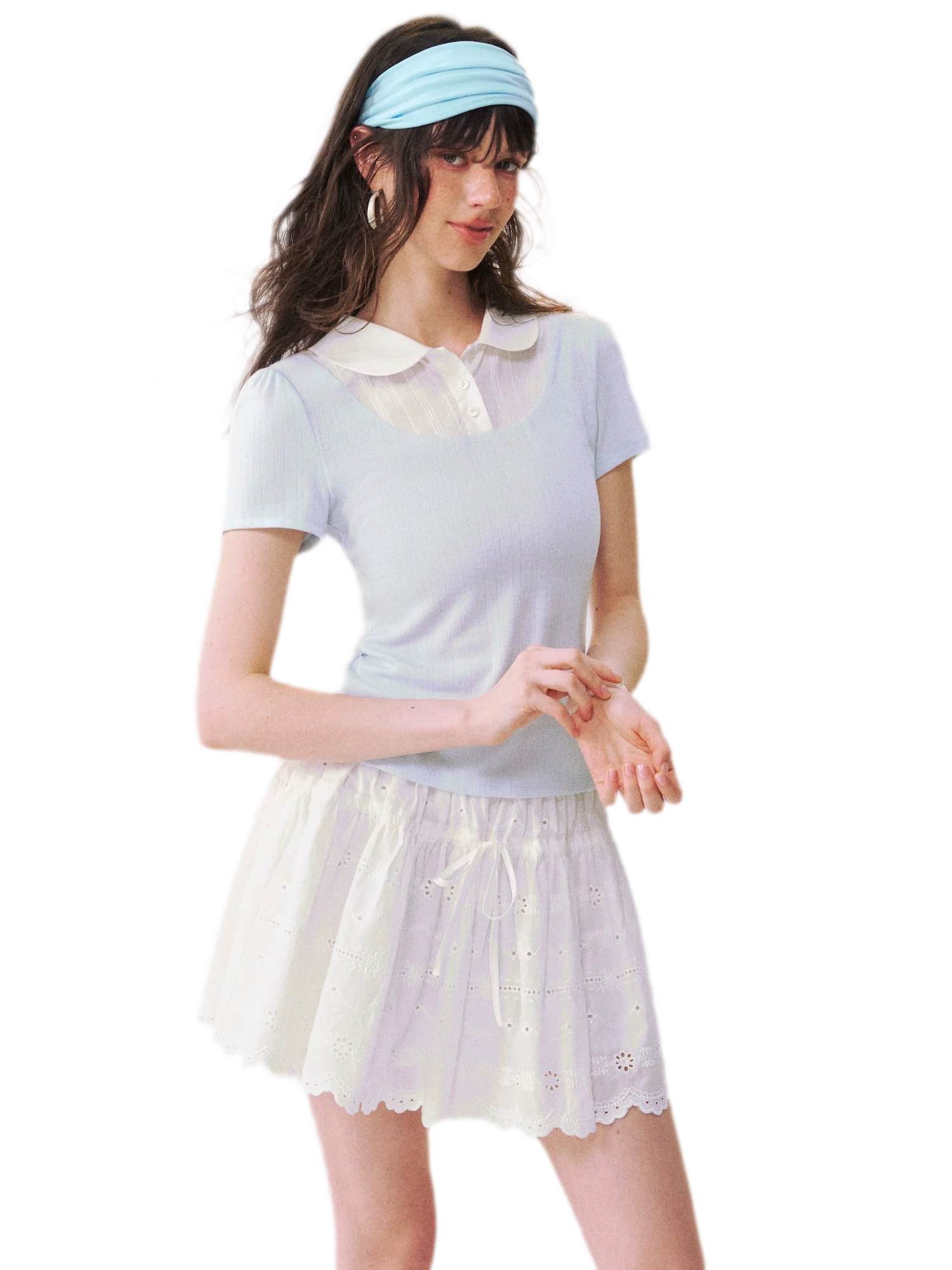 Faux Layered Collar T-Shirt